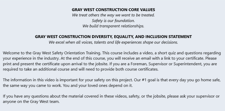 Gray West Construction Job Site